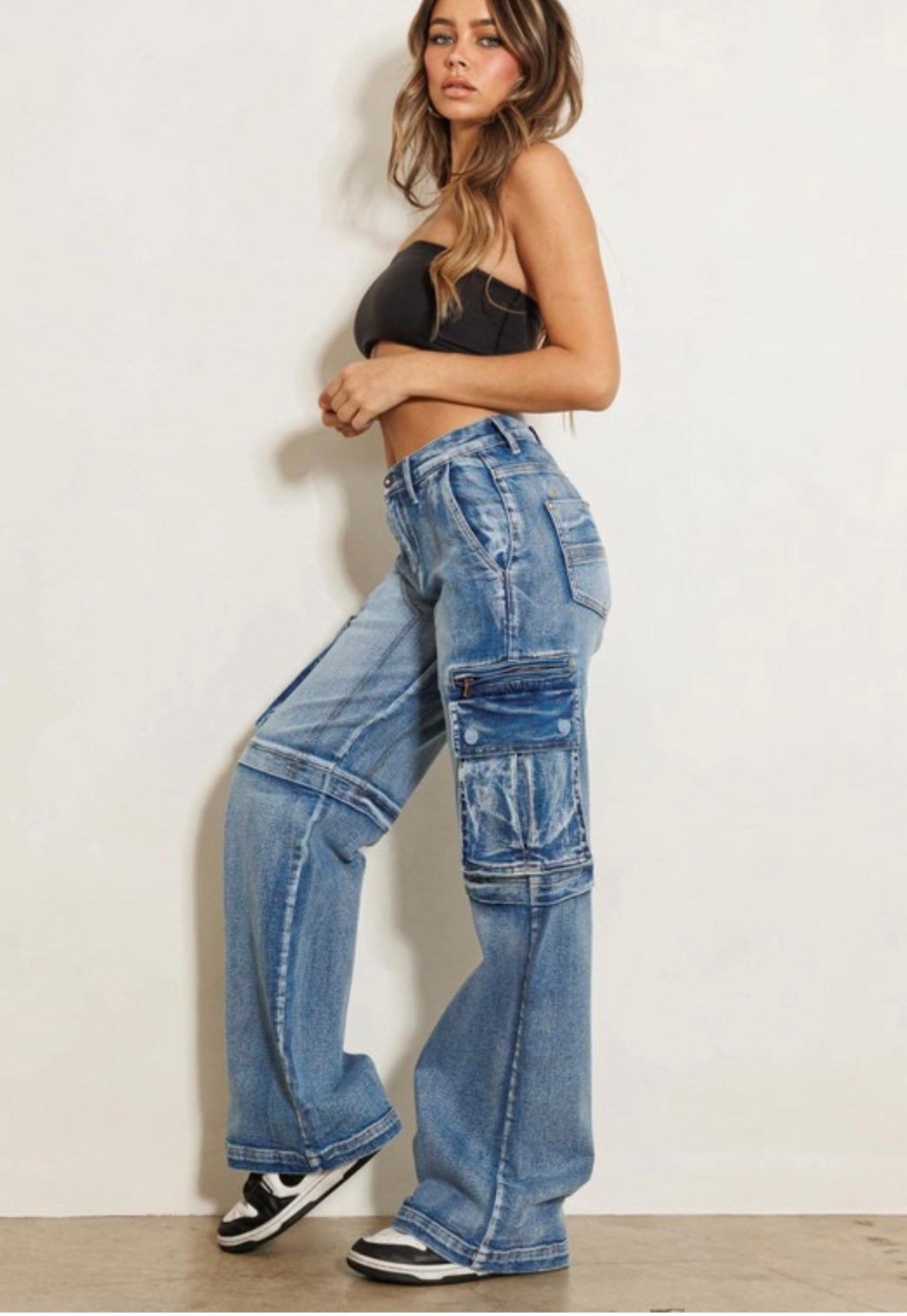 Mid Rise Cargo Premium Denim