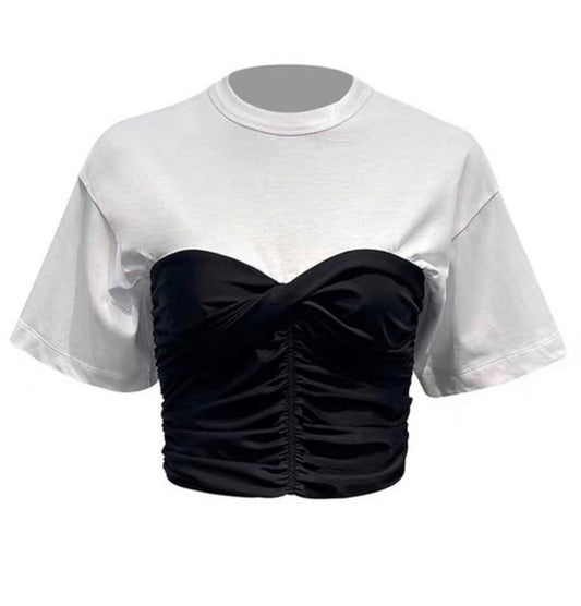Satin Bustier Detail T-Shirt