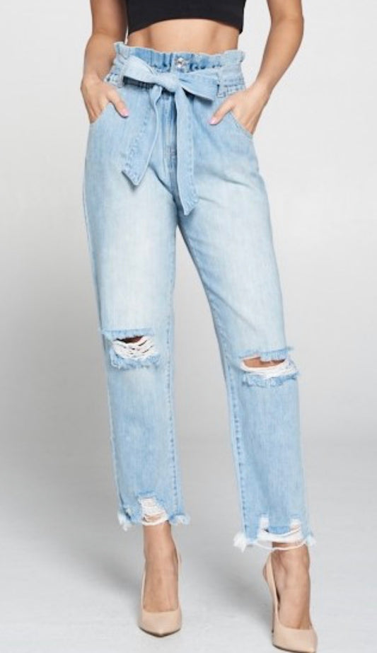High Tie Waist Mom Jeans