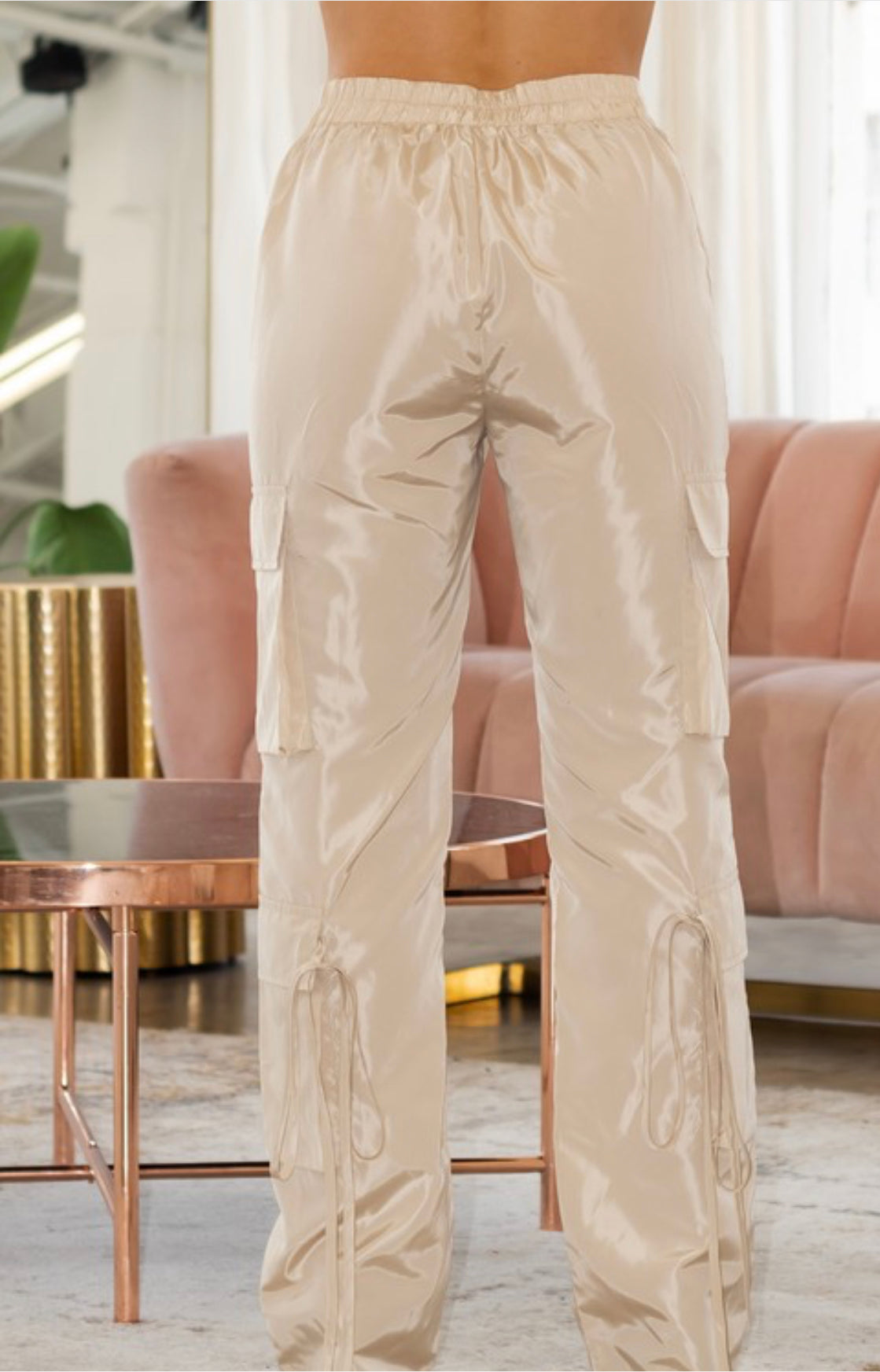 Satin Cargo Pants